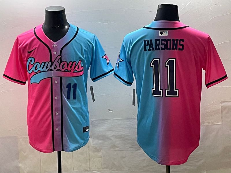 Men 2025 Dallas Cowboys #11 Parsons Blue pink Nike Limited NFL Jersey style 03->dallas cowboys->NFL Jersey